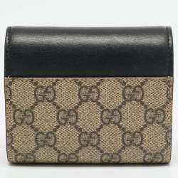 Pre Owned محفظة غوتشي جلد وكانفاس جي جي سوبريم بيج/أسود بقفل