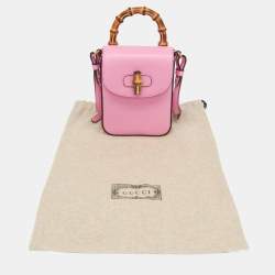 مملوكة مسبقًا Gucci Pink Leather Bamboo Backpack Handbag Shoulder Bag 
