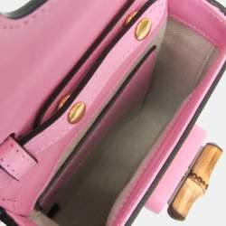 مملوكة مسبقًا Gucci Pink Leather Bamboo Backpack Handbag Shoulder Bag 