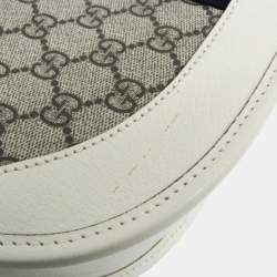 مملوكة مسبقًا Gucci Ophidia Beige, White Leather Gg Supreme Shoulder Bag 