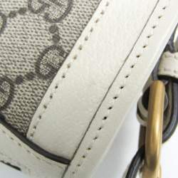 مملوكة مسبقًا Gucci Ophidia Beige, White Leather Gg Supreme Shoulder Bag 