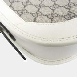 مملوكة مسبقًا Gucci Ophidia Beige, White Leather Gg Supreme Shoulder Bag 