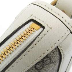 مملوكة مسبقًا Gucci Ophidia Beige, White Leather Gg Supreme Shoulder Bag 