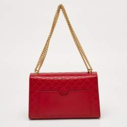 Pre Owned Gucci Padlock Red Medium Guccissima Leather Shoulder Bag