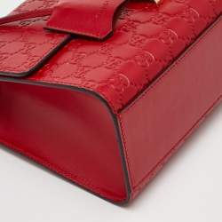 Pre Owned Gucci Padlock Red Medium Guccissima Leather Shoulder Bag