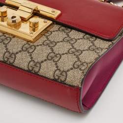 Pre Owned Gucci Padlock Small Multicolor GG Supreme Canvas and Leather Shoulder Bag