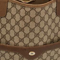 Pre Owned Gucci Beige/Brown GG Supreme Canvas and Leather Web Sherry Line Tote