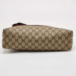 Pre Owned Gucci Beige/Brown GG Supreme Canvas and Leather Web Sherry Line Tote
