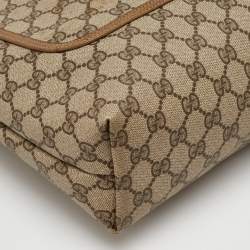 Pre Owned Gucci Beige/Brown GG Supreme Canvas and Leather Web Sherry Line Tote