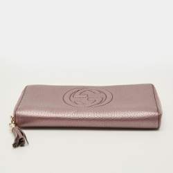 مملوكة مسبقًا Gucci Soho Metallic Purple Leather Continental Wallet