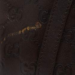 Pre Owned حقيبة غوتشي كروس غوتشيسما جلد بني داكن دي-رينغ