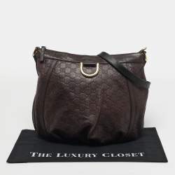 Pre Owned حقيبة غوتشي كروس غوتشيسما جلد بني داكن دي-رينغ