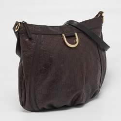 Pre Owned حقيبة غوتشي كروس غوتشيسما جلد بني داكن دي-رينغ