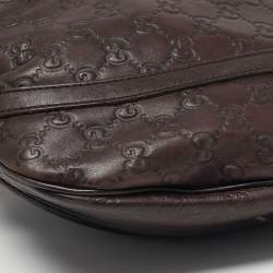 Pre Owned حقيبة غوتشي كروس غوتشيسما جلد بني داكن دي-رينغ