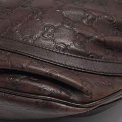 Pre Owned حقيبة غوتشي كروس غوتشيسما جلد بني داكن دي-رينغ