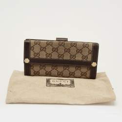 مملوكة مسبقًا Gucci Beige/Brown GG Canvas and Leather French Wallet