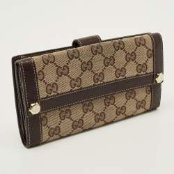 مملوكة مسبقًا Gucci Beige/Brown GG Canvas and Leather French Wallet