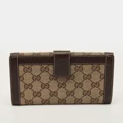 مملوكة مسبقًا Gucci Beige/Brown GG Canvas and Leather French Wallet