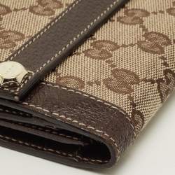 مملوكة مسبقًا Gucci Beige/Brown GG Canvas and Leather French Wallet