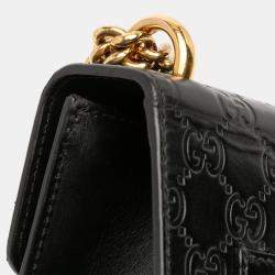 Pre Owned Gucci Black Small Guccissima Padlock Crossbody