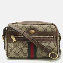 مملوكة مسبقًا Gucci Ophidia Mini Beige/Brown GG Supreme Canvas and Leather Crossbody Bag