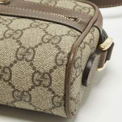 Pre Owned حقيبة كروس بودي غوتشي أوفيديا كانفاس جي جي سوبريم جلد صغيرة بيج/بني