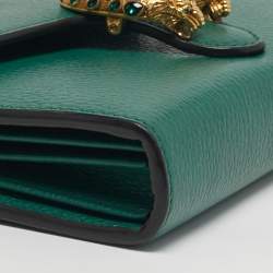 مملوكة مسبقًا Gucci Dionysus Crystal Green Leather Wallet on Chain