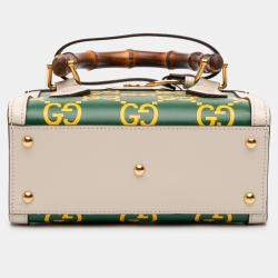 Pre Owned حقيبة غوتشي ديانا ساتشيل بامبو جلد صغيرة خضراء