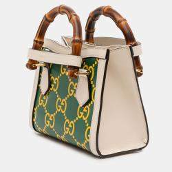 Pre Owned حقيبة غوتشي ديانا ساتشيل بامبو جلد صغيرة خضراء