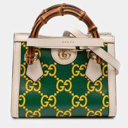 مملوكة مسبقًا Gucci Green Mini Leather Bamboo GG Diana Satchel