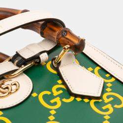 Pre Owned حقيبة غوتشي ديانا ساتشيل بامبو جلد صغيرة خضراء