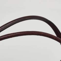 Pre Owned حقيبة كتف غوتشي جلد بني داكن بخياطة بارزة