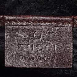 Pre Owned حقيبة كتف غوتشي جلد بني داكن بخياطة بارزة