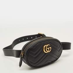 مملوكة مسبقًا Gucci GG Marmont Black Matelassé Leather Belt Bag