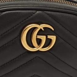 مملوكة مسبقًا Gucci GG Marmont Black Matelassé Leather Belt Bag