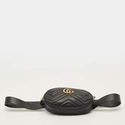 مملوكة مسبقًا Gucci GG Marmont Black Matelassé Leather Belt Bag