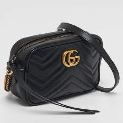 مملوكة مسبقًا Gucci GG Marmont Mini Black Matelassé Leather Camera Bag