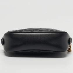 مملوكة مسبقًا Gucci GG Marmont Mini Black Matelassé Leather Camera Bag