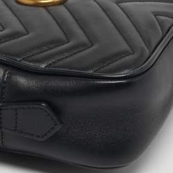 مملوكة مسبقًا Gucci GG Marmont Mini Black Matelassé Leather Camera Bag