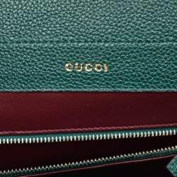 Pre Owned Gucci Zumi Small Dark Green Grain Leather Interlocking G Horsebit Tote