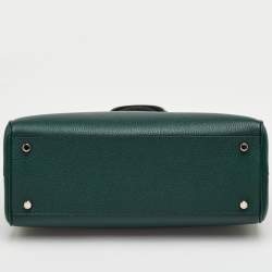 Pre Owned Gucci Zumi Small Dark Green Grain Leather Interlocking G Horsebit Tote