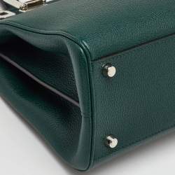 Pre Owned Gucci Zumi Small Dark Green Grain Leather Interlocking G Horsebit Tote