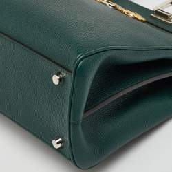 Pre Owned Gucci Zumi Small Dark Green Grain Leather Interlocking G Horsebit Tote