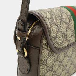 Pre Owned Gucci Ophidia Gg Supreme Small Shoulder Bag With Web Stripe Strap And Clutch In Beige Pvc