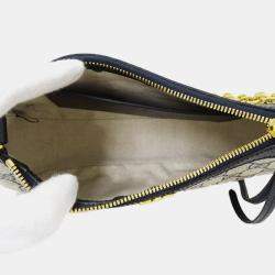 مملوكة مسبقًا Gucci Ophidia Handbag Shoulder 2Way Pvc Small Navy Beige Gg Supreme Plus Animalier Charm Bee