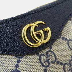 مملوكة مسبقًا Gucci Ophidia Handbag Shoulder 2Way Pvc Small Navy Beige Gg Supreme Plus Animalier Charm Bee