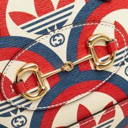 مملوكة مسبقًا Gucci X Adidas Horsebit 1955 Handbag/Shoulder Bag White Red Blue Leather