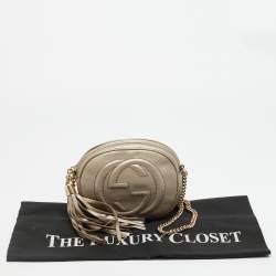 Pre Owned Gucci Soho Disco Chain Gold Leather Crossbody Bag