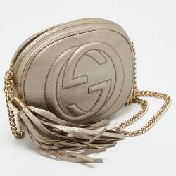 Pre Owned Gucci Soho Disco Chain Gold Leather Crossbody Bag