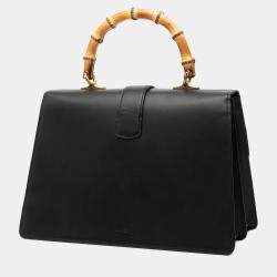 مملوكة مسبقًا حقيبة ساتشيل غوتشي ديونيسوس من الجلد الأسود البامبو لارج ويب